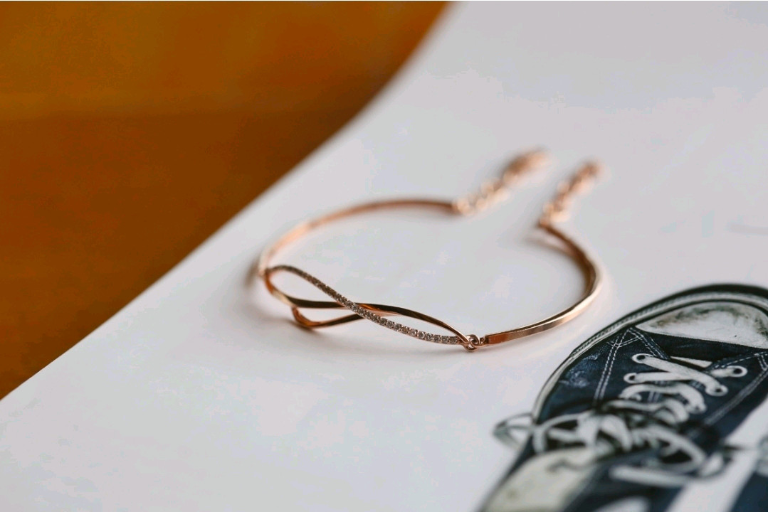 14K 더주얼 라인 반 뱅글 팔찌--3