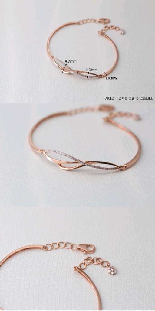 14K 더주얼 라인 반 뱅글 팔찌--6