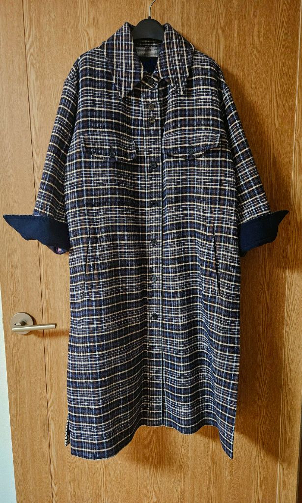 럭키슈에뜨 체크 MIX 셔츠형 롱 코트--3