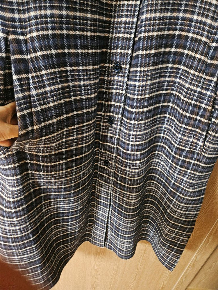 럭키슈에뜨 체크 MIX 셔츠형 롱 코트--4