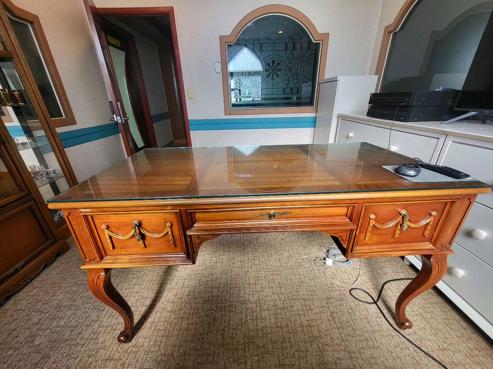 원목 책상 책장 세트--3