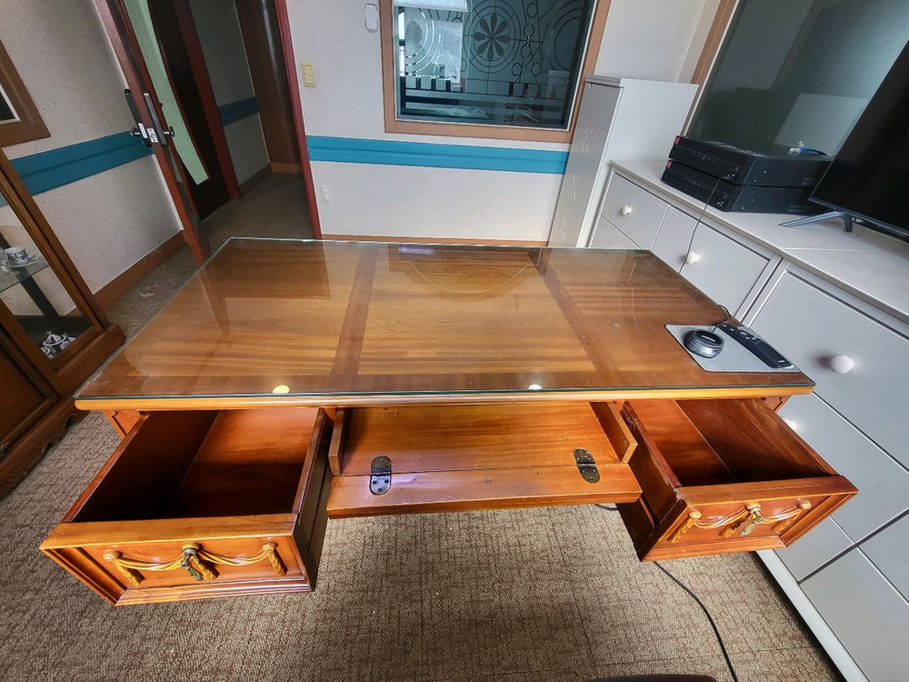 원목 책상 책장 세트--4