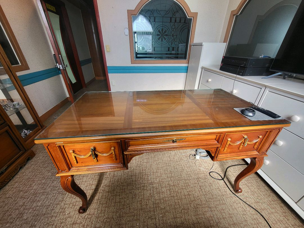 원목 책상 책장 세트--5