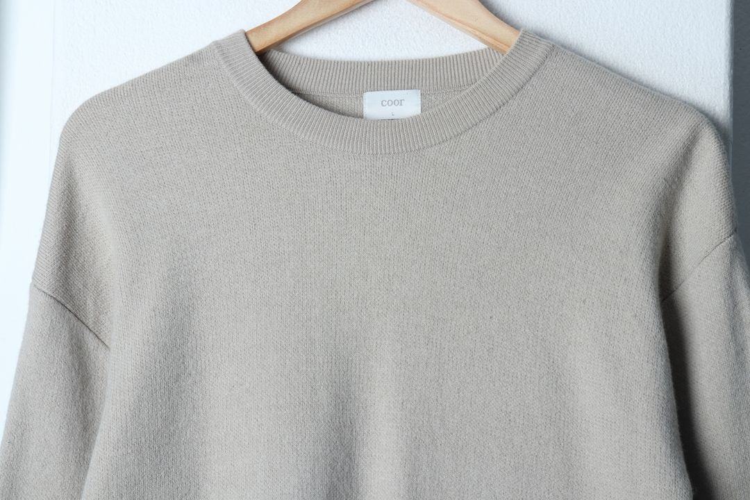 (L-XL) 쿠어 니트 무지 베이지 울 놈코어 이미지