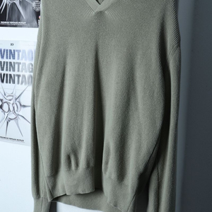 (XL-2XL) 폴브레이크 니트 오버핏 브이넥 그린 이미지