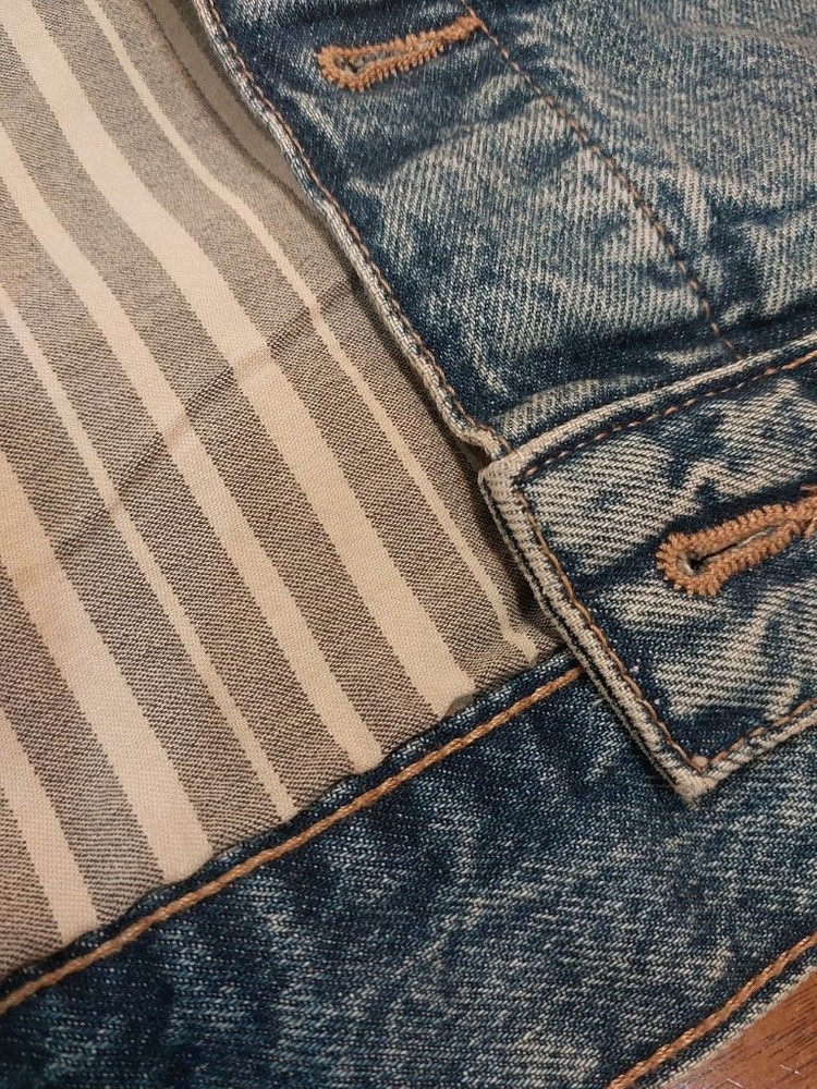 자라 zara 코듀로이 카라 데님 워크 자켓 빈티지 워싱 중청데님 100사이즈--9