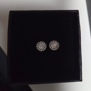 큐빅 장식 원터치 은귀걸이