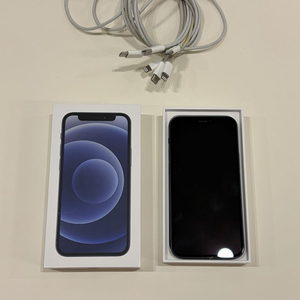 [일괄] 아이폰 12mini 블랙 128GB + 박스 + 충전 케이블 3ea