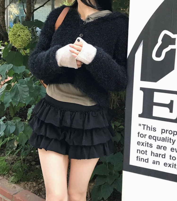 클라우드이모션 디프 로우 캉캉 스커트 치마 에이블리 블랙--2