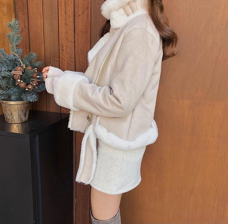 [모던로브] 베이지 밍크털 벨트무스탕 코디set 이미지