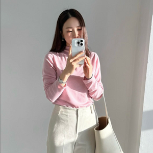 르깜봉 누아 모크넥 티셔츠 핑크 /타임,마인,시스템,sjsj,유메르,엘보른,원모어띵,르헤,시에,오르