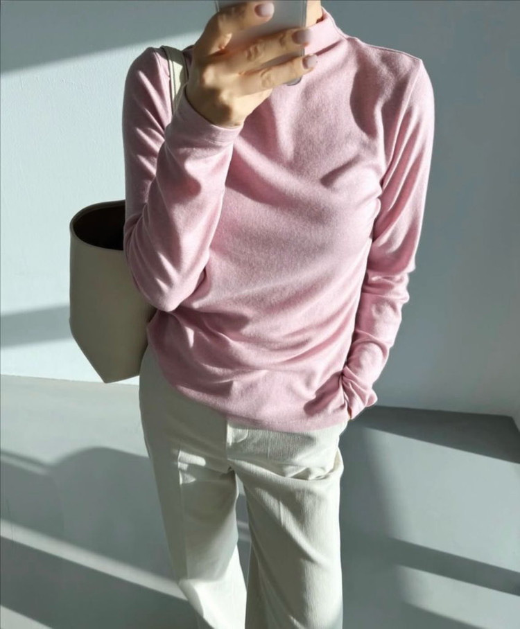 르깜봉 누아 모크넥 티셔츠 핑크 /타임,마인,시스템,sjsj,유메르,엘보른,원모어띵,르헤,시에,오르--1