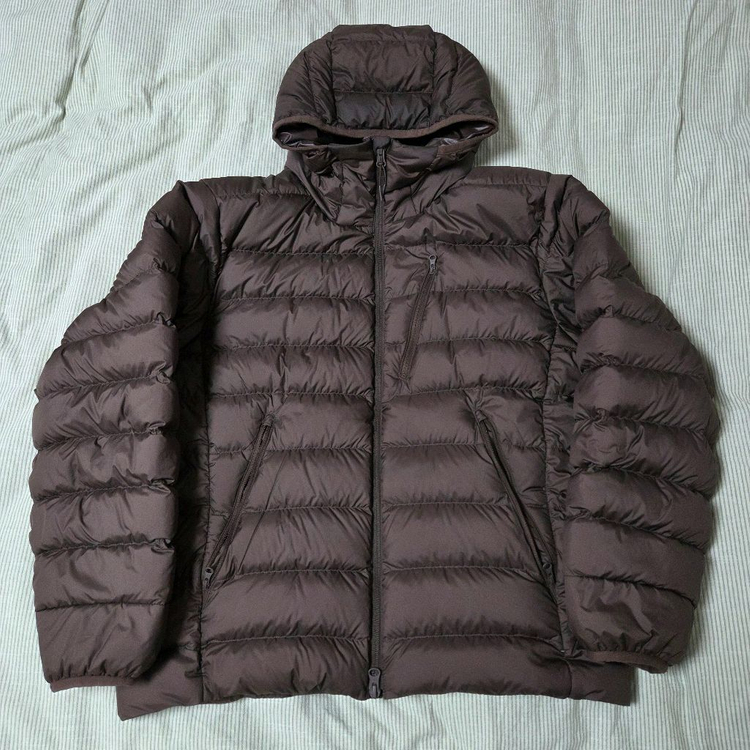 무신사스탠다드 시티 레저 후디드 라이트 다운 재킷 브라운 L / 패딩 파카 살로몬 노스페이스--0