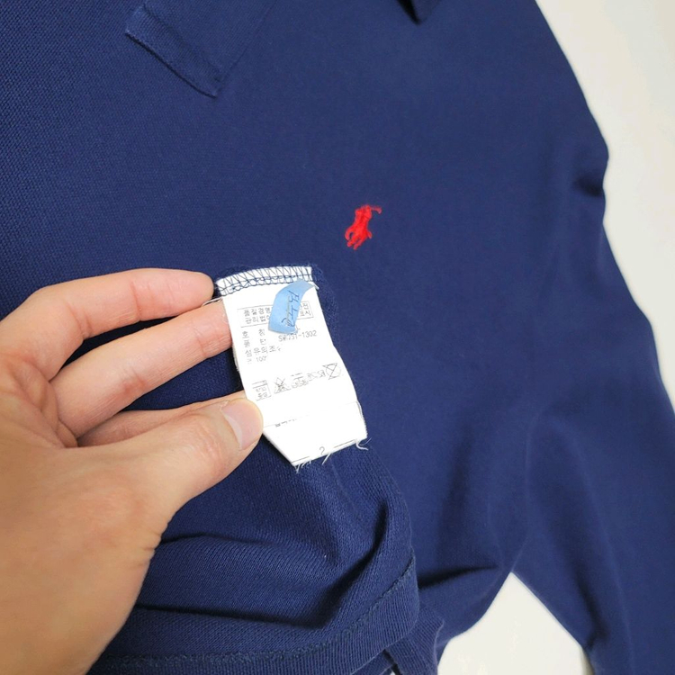 XL 폴로 긴팔 카라티셔츠 네이비 랄프로렌 피케--6