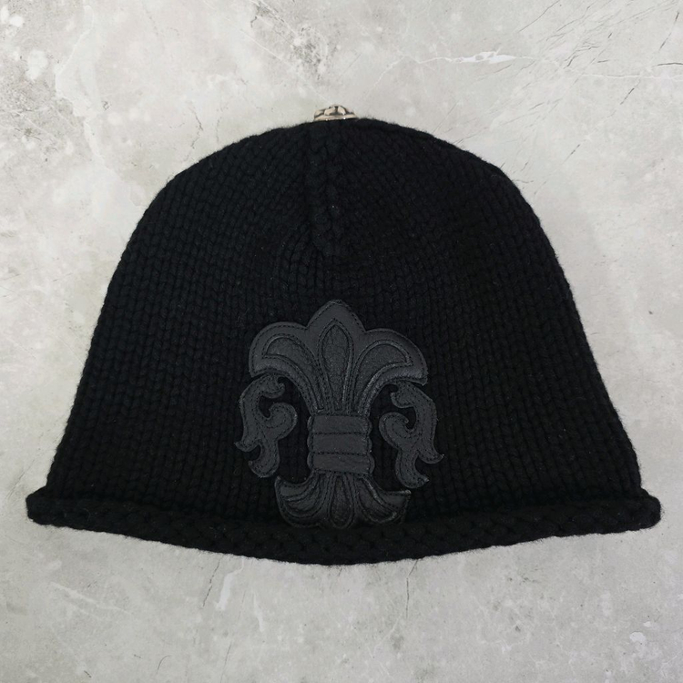 크롬하츠 플레어 레더패치 캐시미어 비니 판매--0