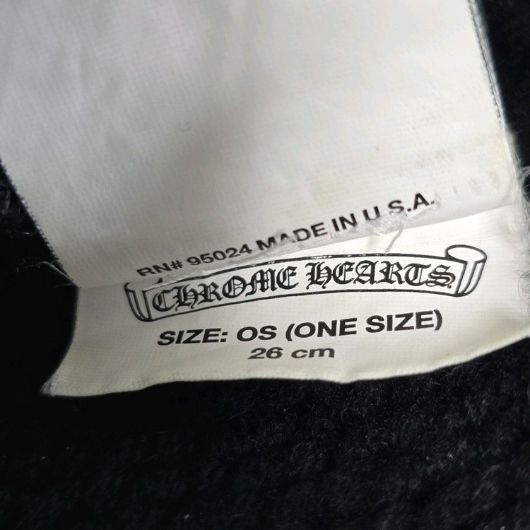 크롬하츠 플레어 레더패치 캐시미어 비니 판매--6