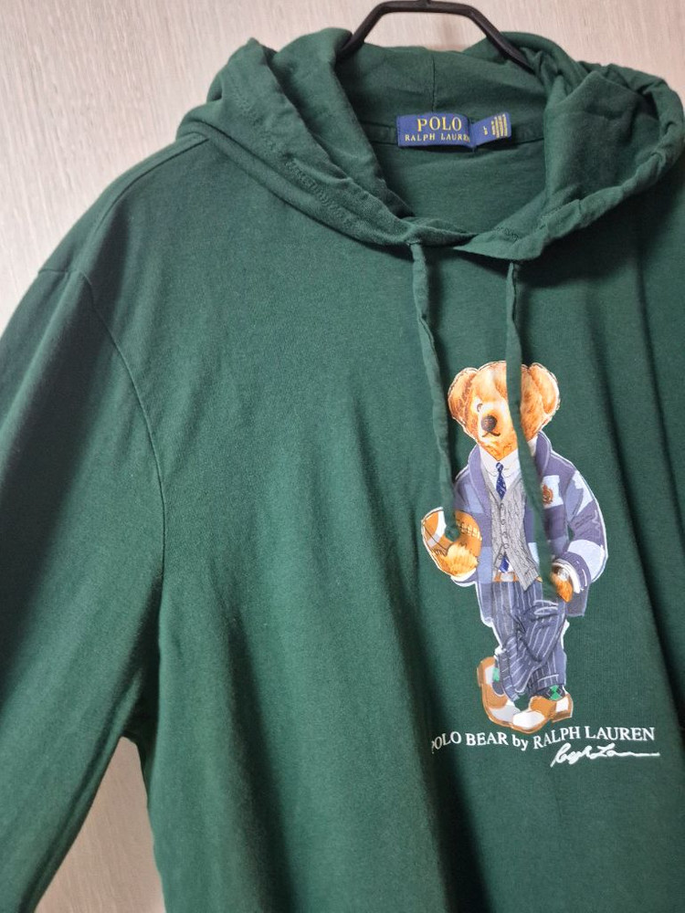 (정품) 폴로 랄프로렌 베어 후드티 티셔츠 긴팔 라지 곰돌이--2