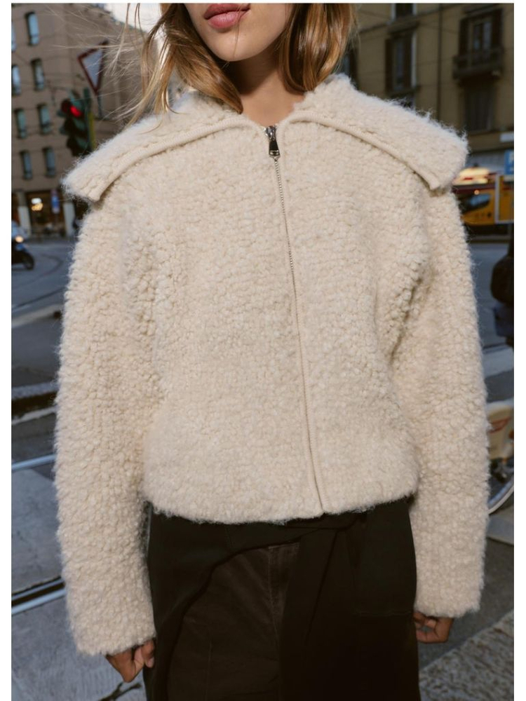 자라 부클 니트 자켓--3