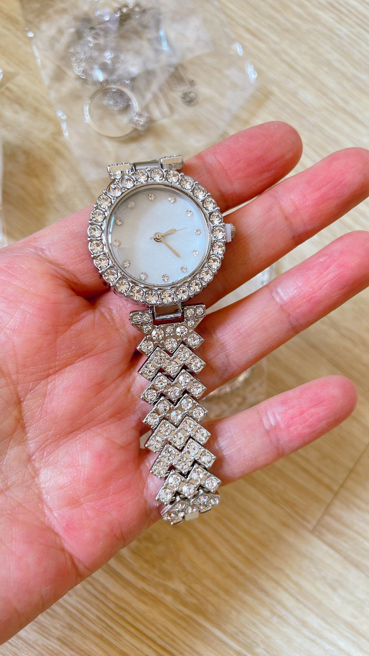 [새상품] 보석시계 테니스 팔찌 목걸이 귀걸이 반지 세트--6