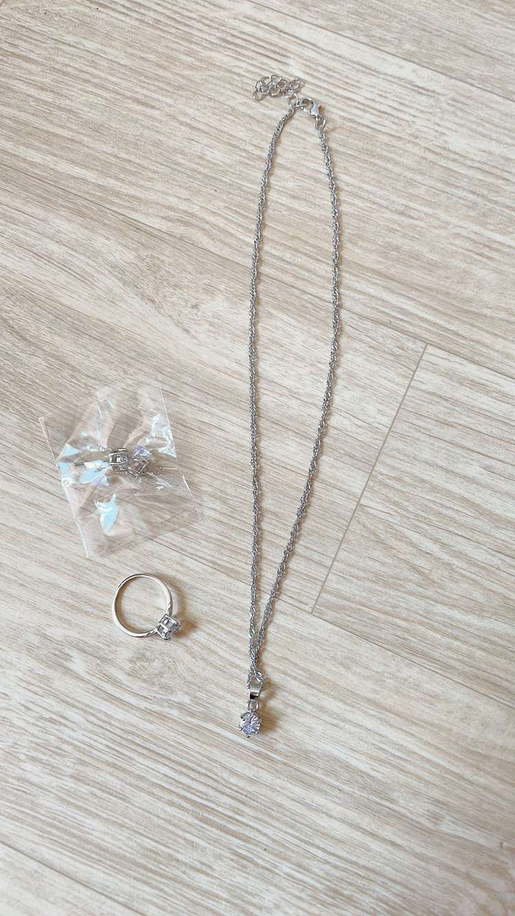 [새상품] 보석시계 테니스 팔찌 목걸이 귀걸이 반지 세트--8