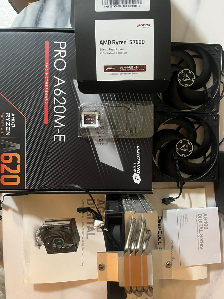 MSI A620M-E + AMD Ryzen 5 7600 (윈도우11PRO DSP) + 쿨러, 쿨링팬--3