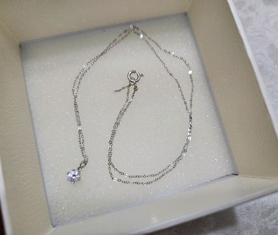 14k 화이트골드 목걸이--5