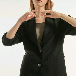 LANVIN COLLECTION 린넨 블렌드 싱글 재킷 블랙 82