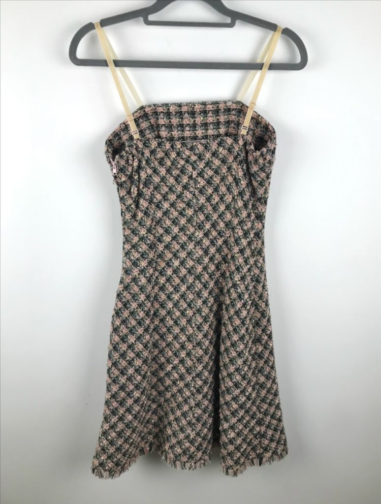 히메오네갸루 트위드 핑크롱끈원피스 y2k 빈티지 로걀 로맨틱 연말룩 파티룩 미디원피스 이미지