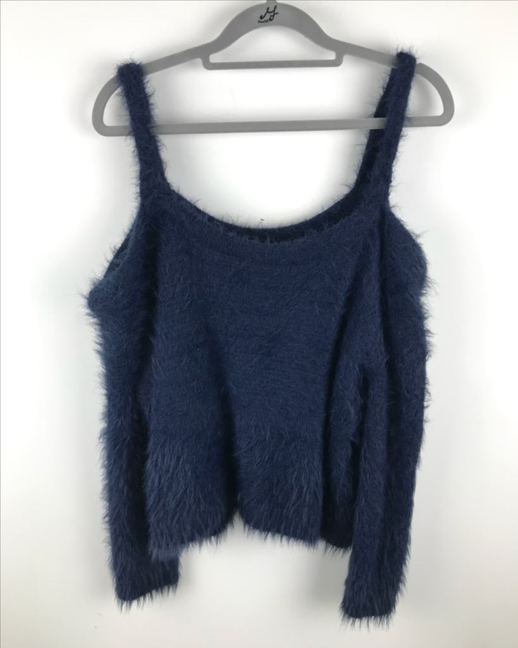 오네갸루 네이비 앙고라 오프숄더 니트 y2k 빈티지 맨투맨 남색 핀터레스트--1