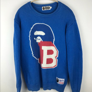 베이프 비로고 블루 니트 스웨터 맨투맨 올드스쿨 bape 빈티지