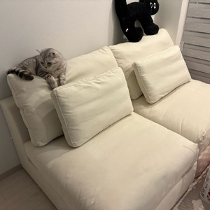 한샘 아쿠아텍스 2인용 패브릭 눕 소파 아이보리