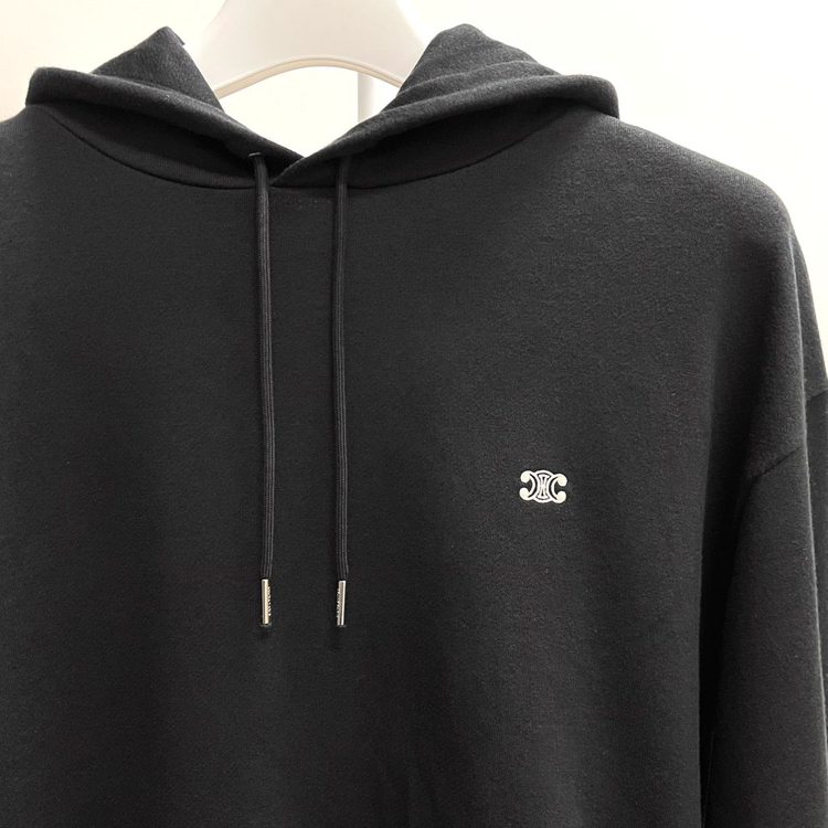 [새상품/L] 셀린느 코튼 캐시미어 루즈 블랙 후드티--2