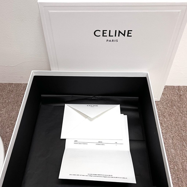 [새상품/L] 셀린느 코튼 캐시미어 루즈 블랙 후드티--6