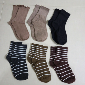 (새상품) 여성 프릴 줄무늬 발목양말 6종세트