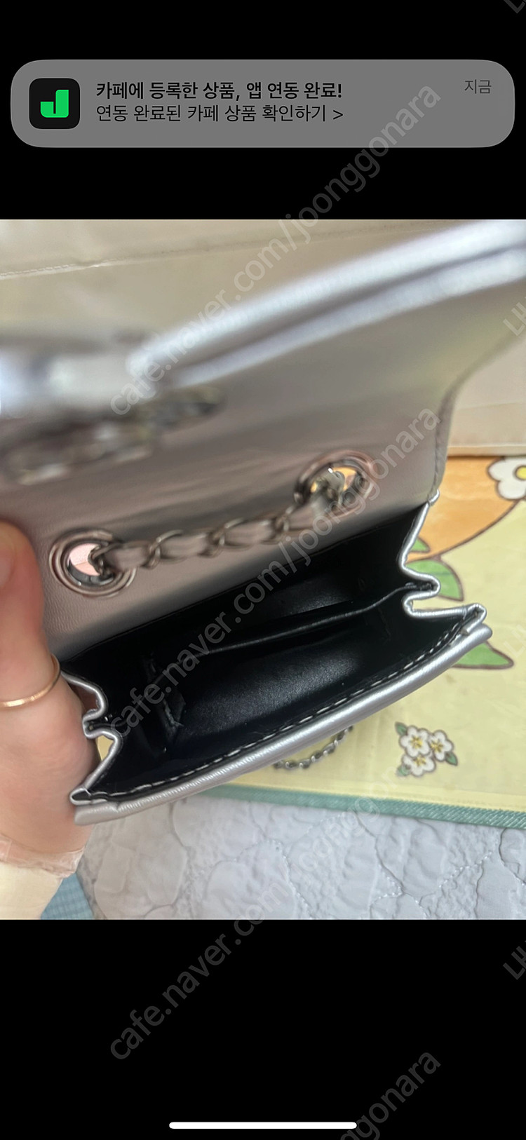 체인 퀼팅 미니 가방 (실버)--3