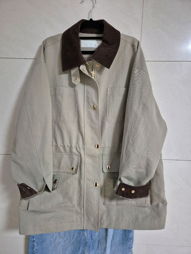 지컷 코듀로이 카라 워크 자켓 라이트 베이지카키 S s~m--5