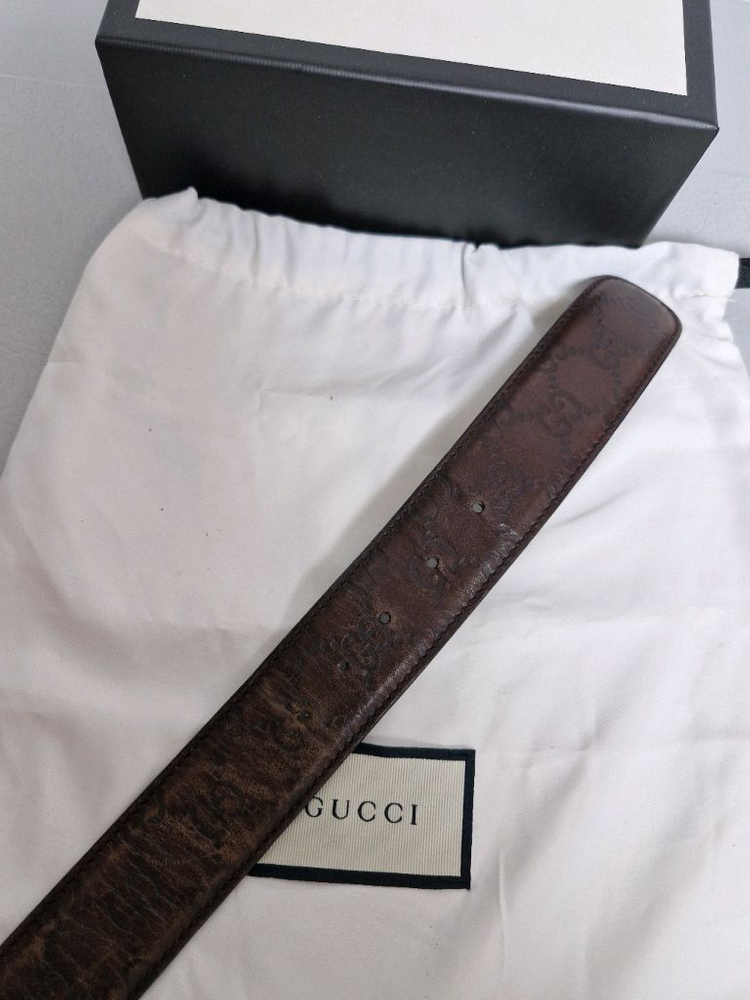 구찌 인터로킹 금장 벨트 정품--5