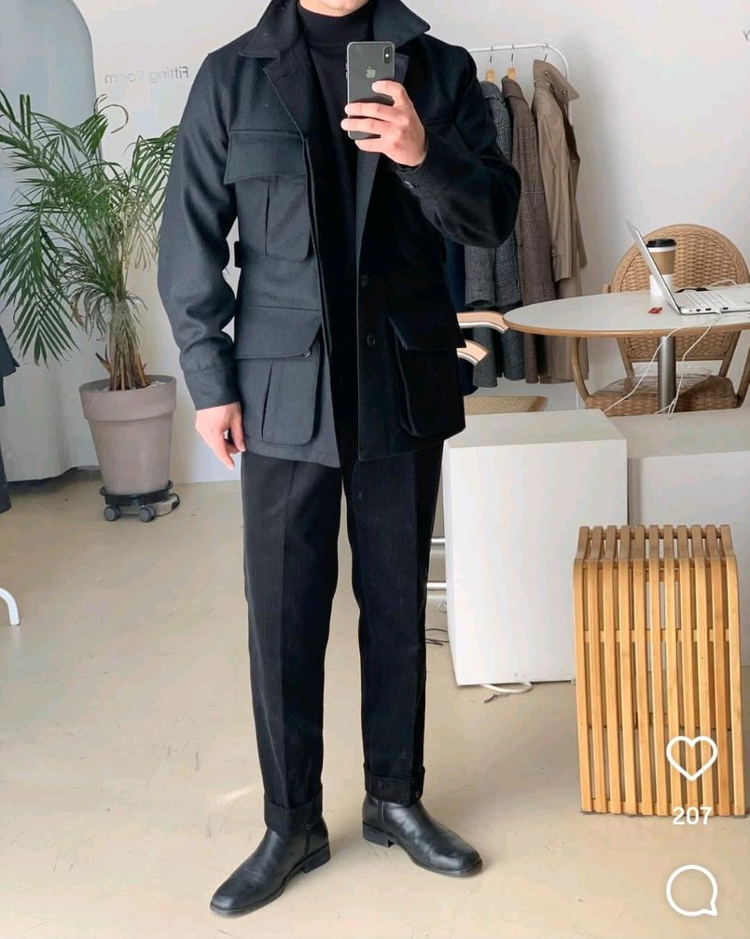 벨보로 울100 헤밀턴 블랙 필드 자켓 m 100-105--2