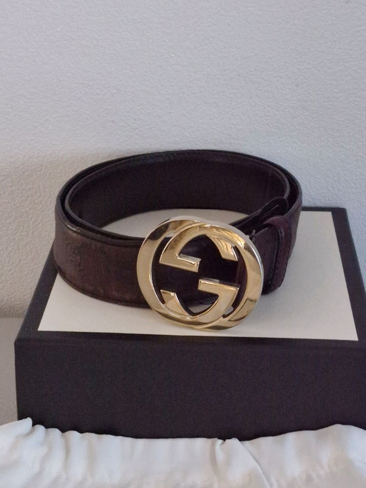 구찌 인터로킹 금장 벨트 정품입니다--1