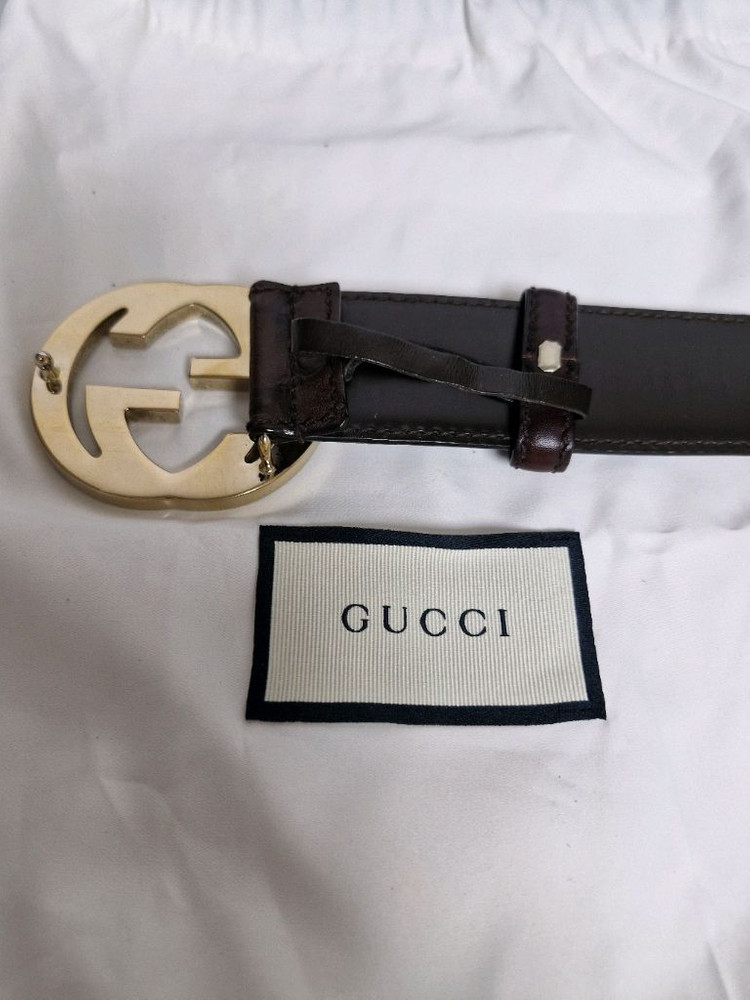 구찌 인터로킹 금장 벨트 정품입니다--2