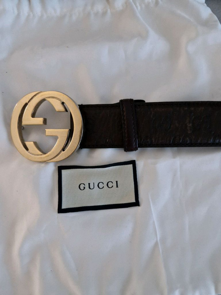 구찌 인터로킹 금장 벨트 정품입니다--6