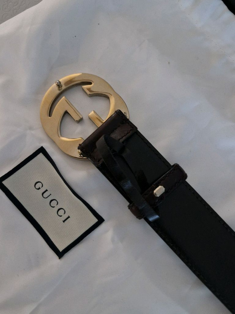 구찌 인터로킹 금장 벨트 정품입니다--7