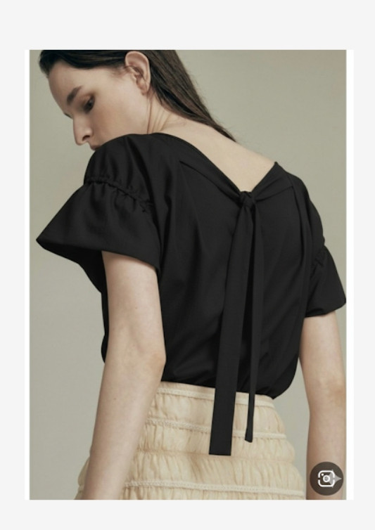 오브제 obzee 리본 디테일 셔링 블라우스 44 사이즈--0