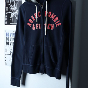 W(S) 아베크롬비 후드집업 빅로고 Y2K 네이비 이미지