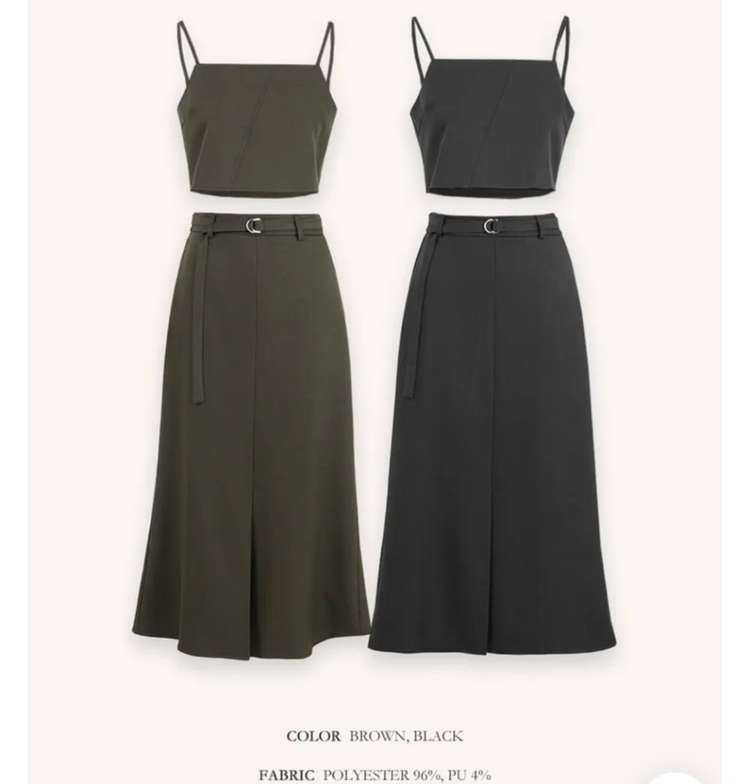 리리앤코 이네티브 뷔스티에 머메이드 롱스커트 투피스 세트 하객룩 에이블리--5