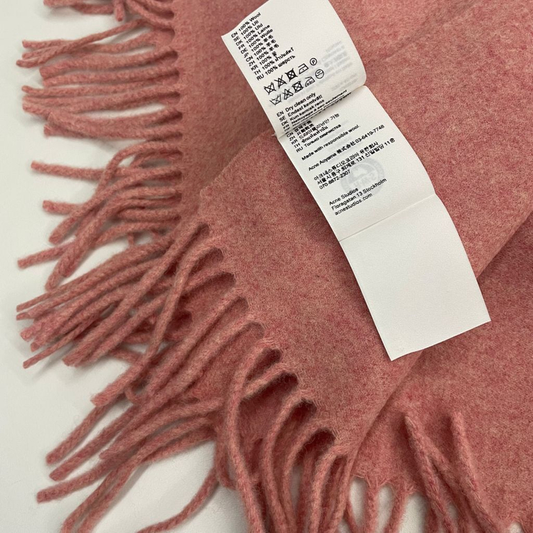 아크네 스튜디오 프린지 내로우 머플러 로즈 멜란지--3