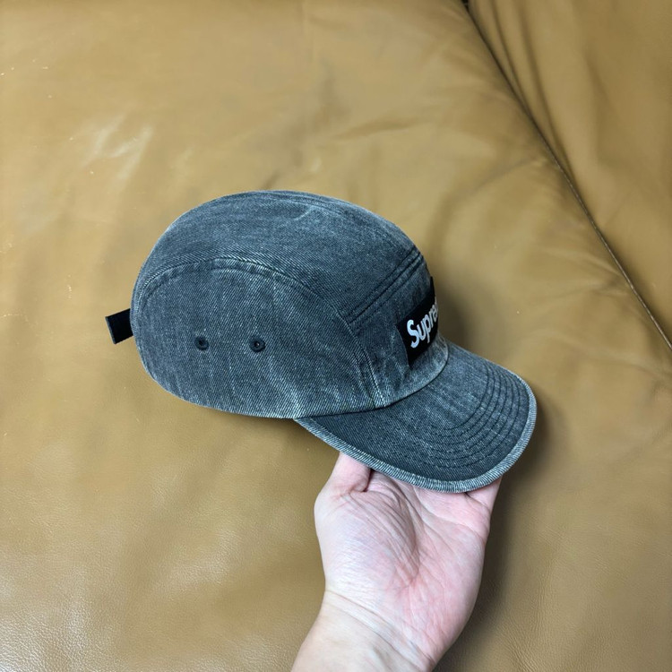 슈프림 캠프캡 모자 박스로고 데님 블랙--2