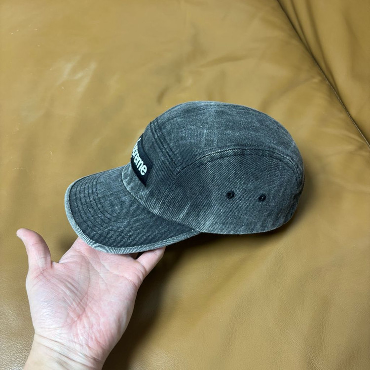 슈프림 캠프캡 모자 박스로고 데님 블랙--3