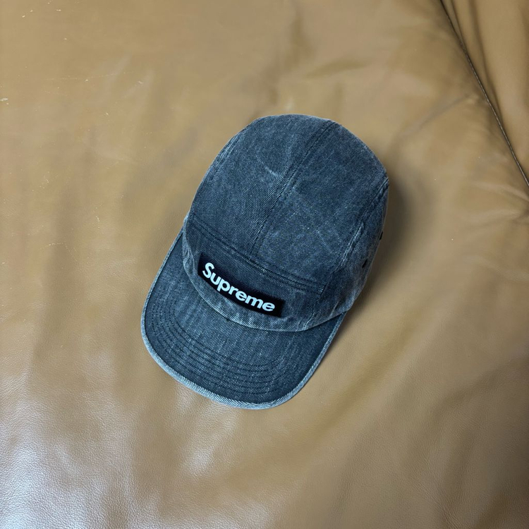 슈프림 캠프캡 모자 박스로고 데님 블랙--4