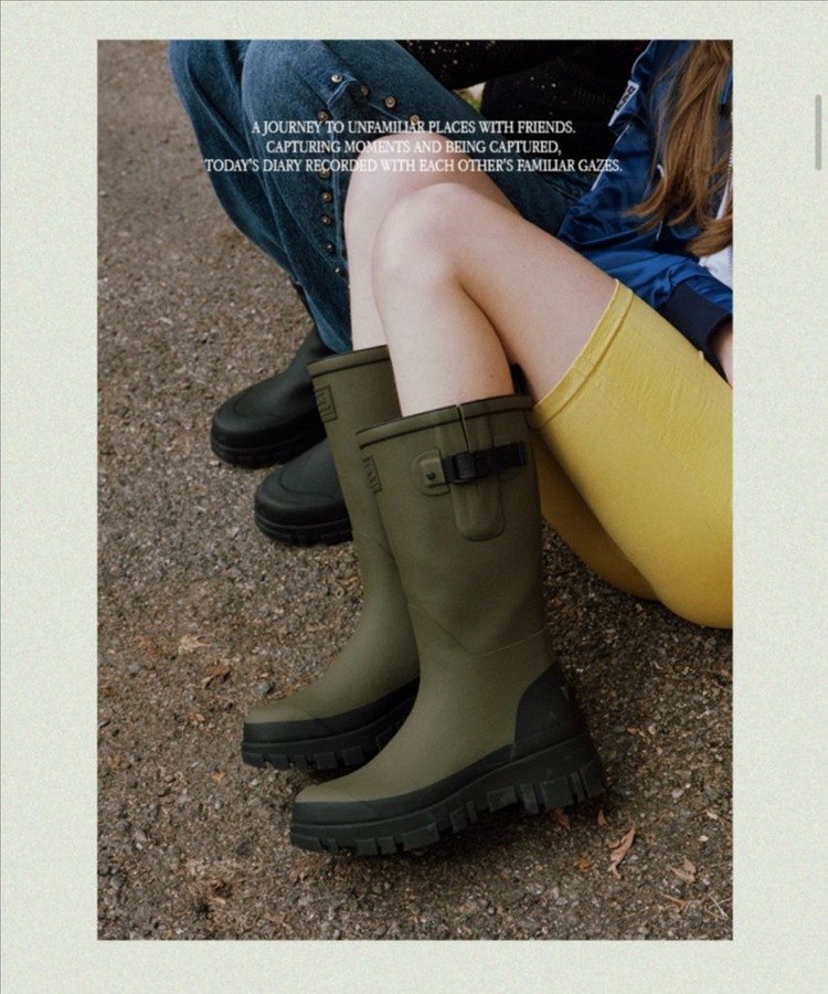 새상품)택포)락피쉬웨더웨어 플렛폼 레인부츠 롱/카키/2 이미지